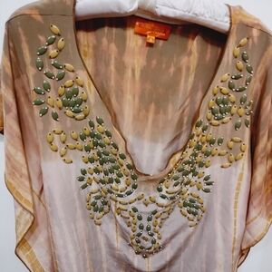 Hale Bob Silk Beaded Embellished Top